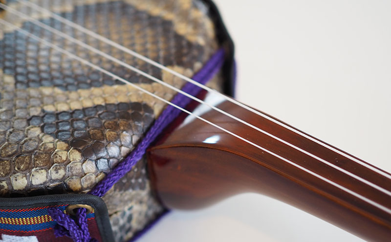 上原三線店　やんばるユシ木　スンチ塗り　本革三線（真嘉比型）