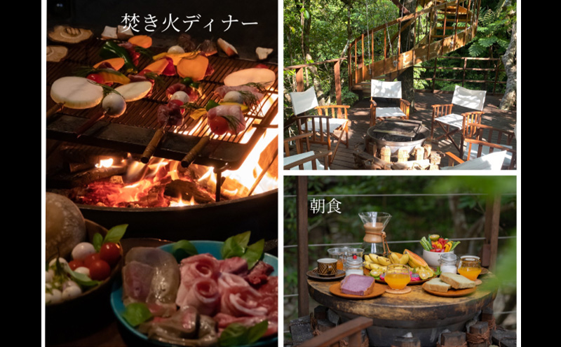 ツリーフルツリーハウス　2泊3日　ペア宿泊券（朝食と焚き火ディナー付き） ５つ星 ホテル 宿泊 宿 リゾート バカンス 体験 森林浴 森 自然 やんばる 朝食付き ディナー 特別 旅行 新婚 カップル ペア 沖縄 おすすめ