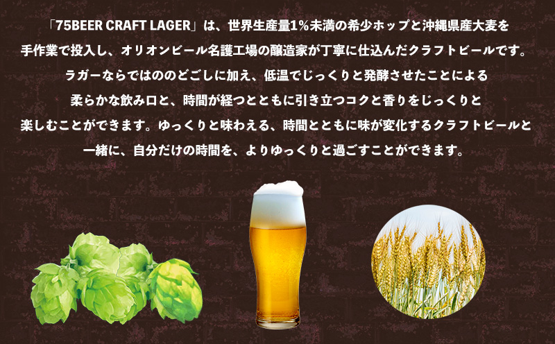 《名護市限定返礼品》75BEER《ナゴビール》CRAFT LAGER350ml缶×24本入 オリオンビール クラフト プレミアム 美味しい 上質 人気 飲料 お酒 アルコール 贈り物 ギフト プレゼント 贈答 おすすめ 1ケース 350ml 父の日 お祝い 敬老の日 限定品
