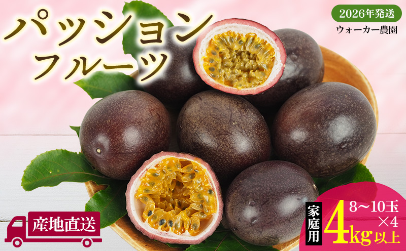 2026年発送【先行予約】家庭用パッションフルーツ 4kg以上【ウォーカー農園】 パッション フルーツ くだもの 果実 果物 国産 沖縄 名護 スイーツ デザート 産地直送 お取り寄せ 旬の果物 南国 贅沢 ご家庭用 ご自宅用 先行予約 お土産 おすすめ