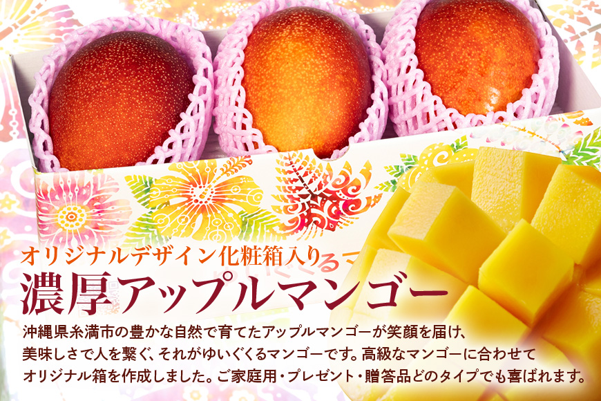 【2026年発送】沖縄県糸満産の「濃厚アップルマンゴー」1kg　オリジナル贈答用化粧箱入り　生産者：ゆいぐくるマンゴー 33-2