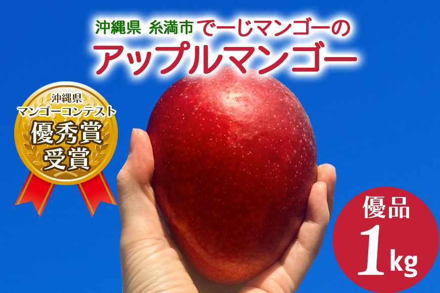 【2026年発送】【令和5年度優秀賞受賞】でーじマンゴーアップルマンゴー1kg(優品) 26-4