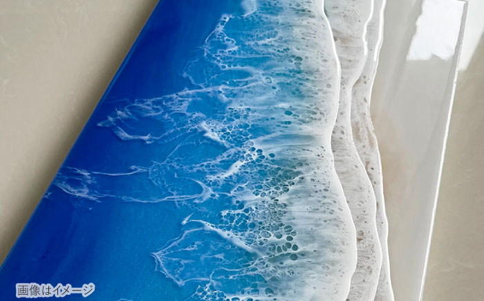 レジンアート 『波のキャンバス』 ブルーオーシャン ワイドパネル (W66.5×H24.4cm) アート インテリア 絵画 アートパネル おしゃれ 沖縄市 / Kays Artistry [BCAG017]