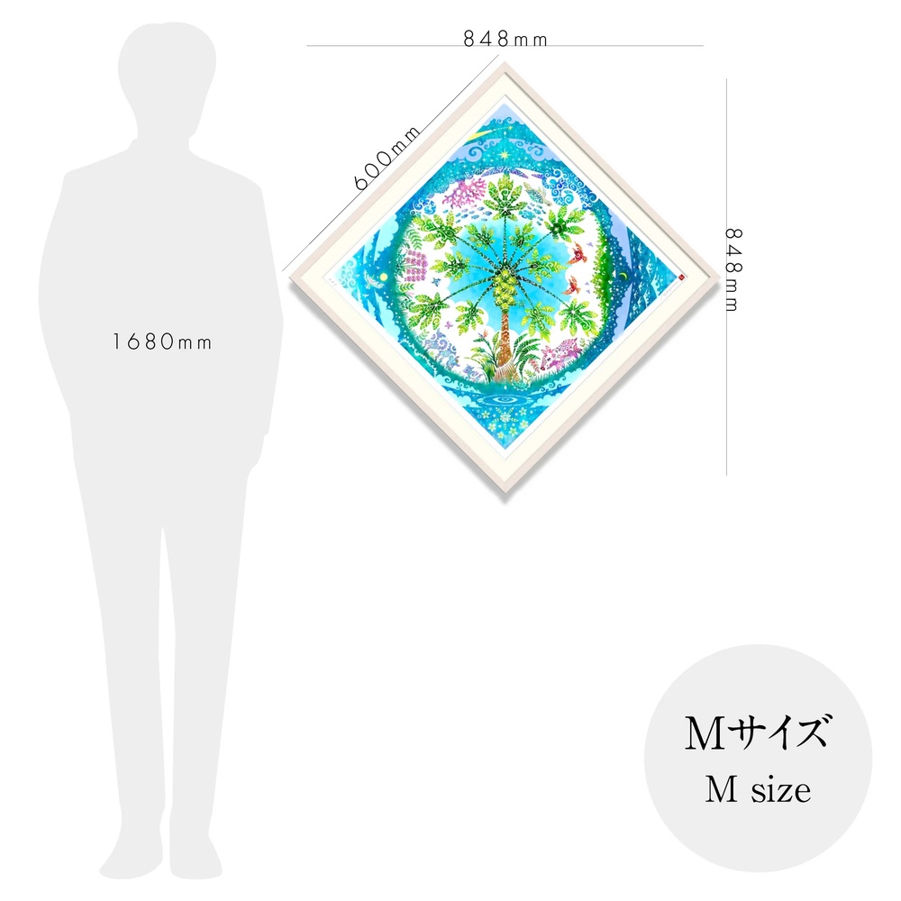 ［琉球イラストレーション］ 与儀勝之 『パパイヤの園 / The Garden of Papaya』 額装Mサイズ インテリア 雑貨 アート おしゃれ おすすめ 沖縄市 / yogima office [BCAI004]