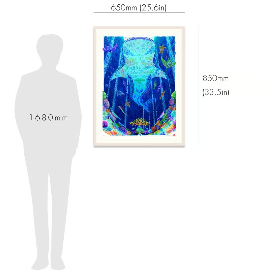 ［琉球イラストレーション］ 与儀勝之 『海の星 ～月夜の宮～ / Star of the Sea - Moonlight palace -』 額装Mサイズ インテリア 雑貨 アート おしゃれ おすすめ 沖縄市 / yogima office [BCAI017]