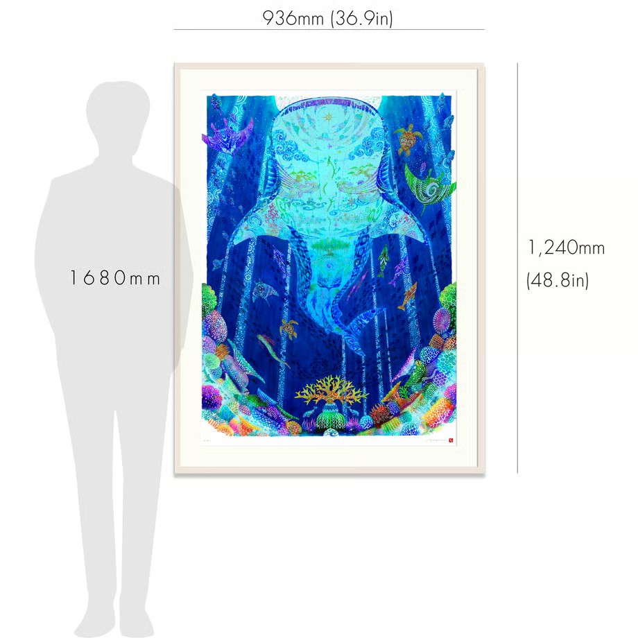 ［琉球イラストレーション］ 与儀勝之 『海の星 ～月夜の宮～ / Star of the Sea - Moonlight palace -』 額装Lサイズ インテリア 雑貨 アート おしゃれ おすすめ 沖縄市 / yogima office [BCAI018]