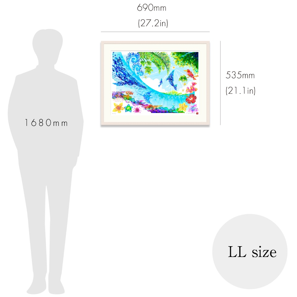 ［琉球イラストレーション］ 与儀勝之 『太陽へ / Catch the Sun』 額装LLサイズ インテリア 雑貨 アート おしゃれ おすすめ 沖縄市 / yogima office [BCAI022]