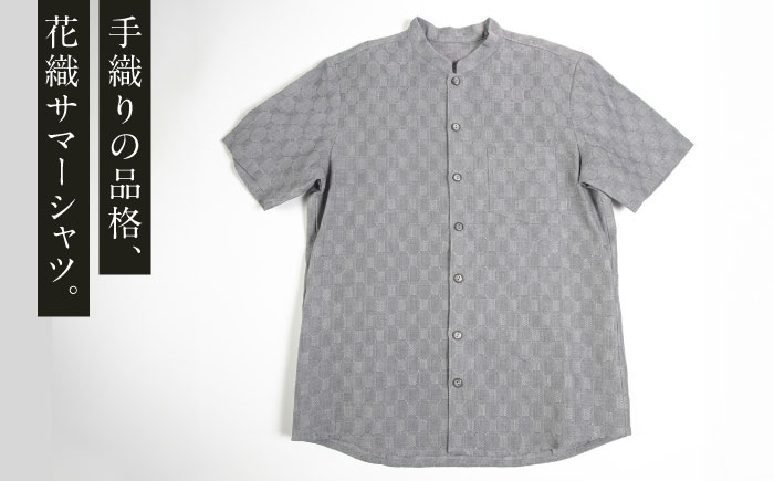 サマーシャツ（グレー / メンズ）琉球織物 ヤシラミ花織 ファッション フォーマル カジュアル 冠婚葬祭 / 沖縄市 FABRIC SHOP MINAMI [BCCS010]