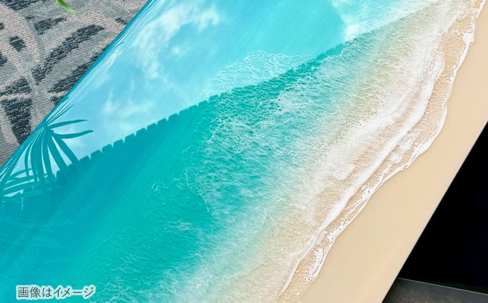 レジンアート 『波のキャンバス』 エメラルドグリーン ワイドパネル (W120×H40cm) アート インテリア 絵画 アートパネル おしゃれ 沖縄市 / Kays Artistry [BCAG021]