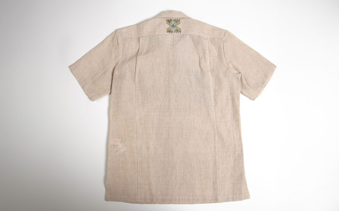 サマーシャツ（サンドベージュ / メンズ）琉球織物 縫取（てぃばな）花織 ファッション フォーマル カジュアル 冠婚葬祭 / 沖縄市 FABRIC SHOP MINAMI [BCCS014]