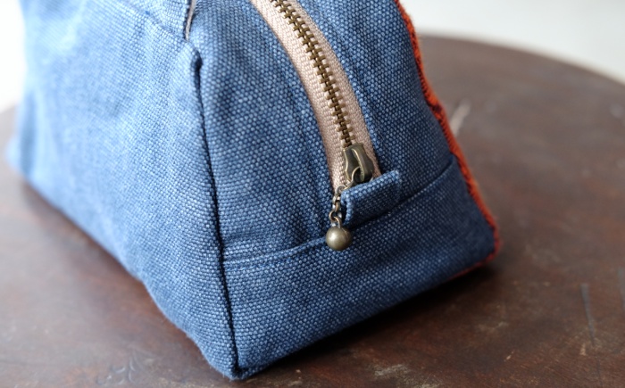 ヤシラミ花織 ランチポーチ 格子モダン (水色・オレンジ系織物) ハンドバッグ 手提げバッグ 小さめ おしゃれ レディース 沖縄市 / FABRIC SHOP MINAMI [BCCS001-01]