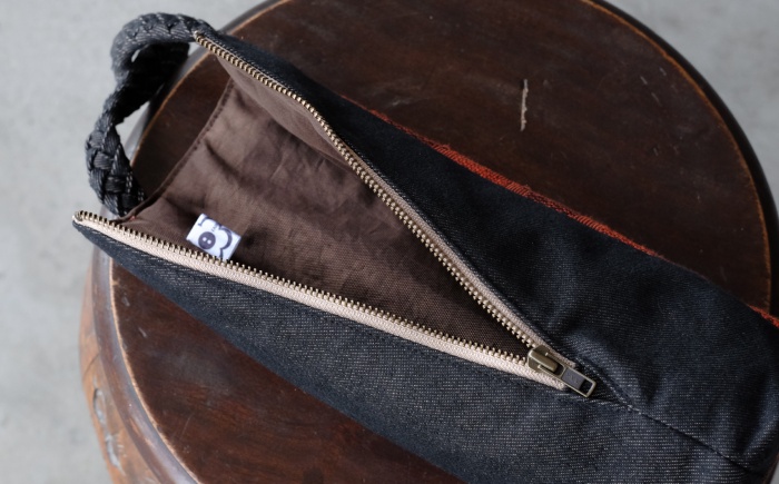 ヤシラミ花織 ワインバッグ 格子モダン (焦茶・濃オレンジ系織物) ボトルバッグ ワインケース ワインクーラー 保冷 おしゃれ 沖縄市 / FABRIC SHOP MINAMI [BCCS003-02]