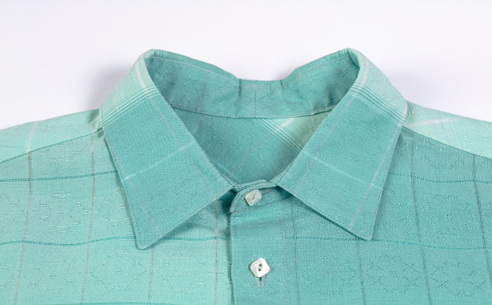 サマーシャツ　（ブルーグリーングラデーション / メンズ）琉球織物 両面浮花織 ファッション フォーマル カジュアル 冠婚葬祭 / 沖縄市 FABRIC SHOP MINAMI [BCCS008]