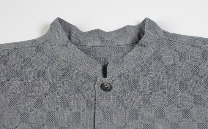 サマーシャツ（グレー / メンズ）琉球織物 ヤシラミ花織 ファッション フォーマル カジュアル 冠婚葬祭 / 沖縄市 FABRIC SHOP MINAMI [BCCS010]