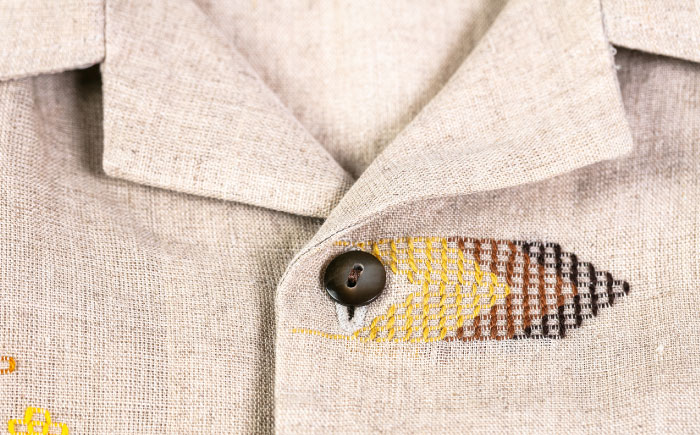 サマーシャツ（サンドベージュ / メンズ）琉球織物 縫取（てぃばな）花織 ファッション フォーマル カジュアル 冠婚葬祭 / 沖縄市 FABRIC SHOP MINAMI [BCCS014]
