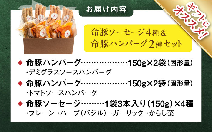 『命豚ソーセージ4種＆命豚ハンバーグ2種セット』 豚肉 ハンバーグ ソーセージ 詰め合わせ お取り寄せ 国産 ギフト 冷凍 沖縄市 / DELICATESSEN NUCHIBUTA [BCAR002]
