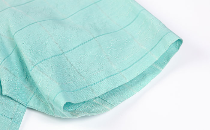 サマーシャツ　（ブルーグリーングラデーション / メンズ）琉球織物 両面浮花織 ファッション フォーマル カジュアル 冠婚葬祭 / 沖縄市 FABRIC SHOP MINAMI [BCCS008]