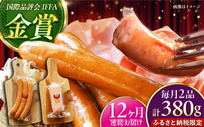 【全12回定期便】【ふるさと納税限定】TESIOの自家製フランク＆ボローニャセット (計380g) 豚肉 ハム ソーセージ 小分け 真空パック 沖縄市 / TESIO [BCAD018]