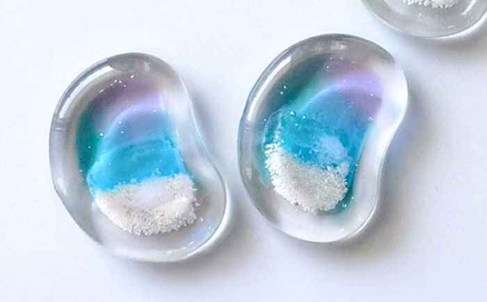 レジンアート 『海の煌き 箸置き』 アクアブルー × パープル 2個セット はしおき はし置き レジンアート 海 ハンドメイド 雑貨 おしゃれ 沖縄市 / Kays Artistry [BCAG029]