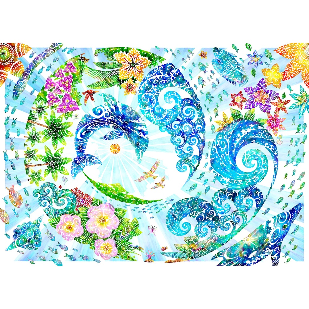 ［琉球イラストレーション］ 与儀勝之 『海の星 ～波の光～ / Star of the Sea - Shining Waves -』 額装Lサイズ インテリア 雑貨 アート おしゃれ おすすめ 沖縄市 / yogima office [BCAI013]