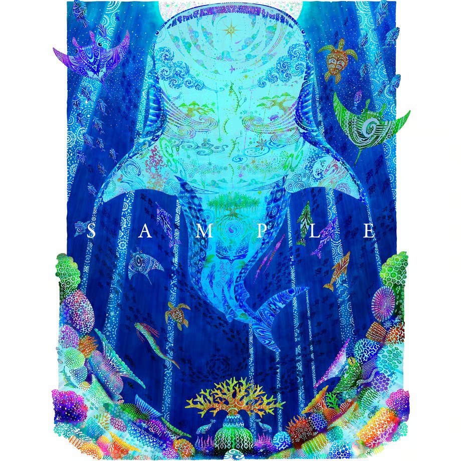 ［琉球イラストレーション］ 与儀勝之 『海の星 ～月夜の宮～ / Star of the Sea - Moonlight palace -』 額装Mサイズ インテリア 雑貨 アート おしゃれ おすすめ 沖縄市 / yogima office [BCAI017]