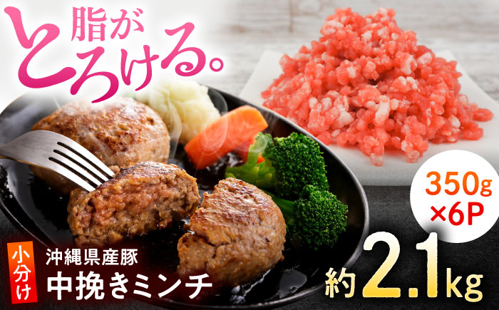 沖縄県産豚肉 豚ミンチ 中挽き 約2.1kg (350g×6P) ひき肉 豚肉 小分け 冷凍 国産 沖縄市 / 宮城ふぁーむ [BCAJ009]