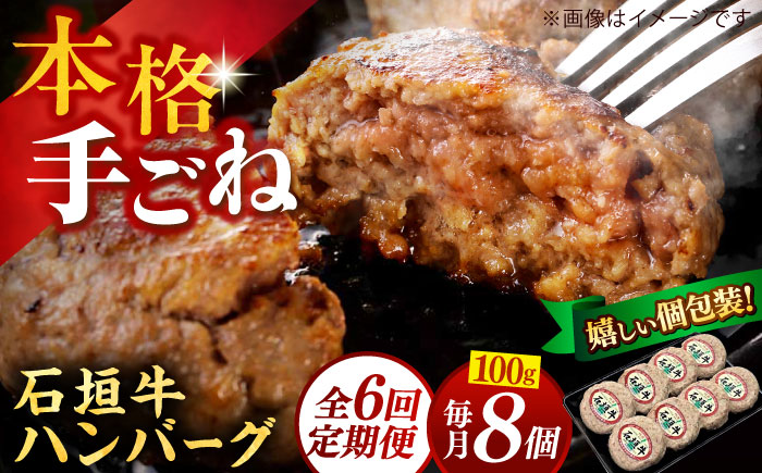 【全6回定期便】沖縄県産石垣牛ハンバーグセット 800g (100g×8個) 牛 ハンバーグ 冷凍 ギフト お取り寄せ 沖縄市 / お肉屋本店 [BCAZ013]