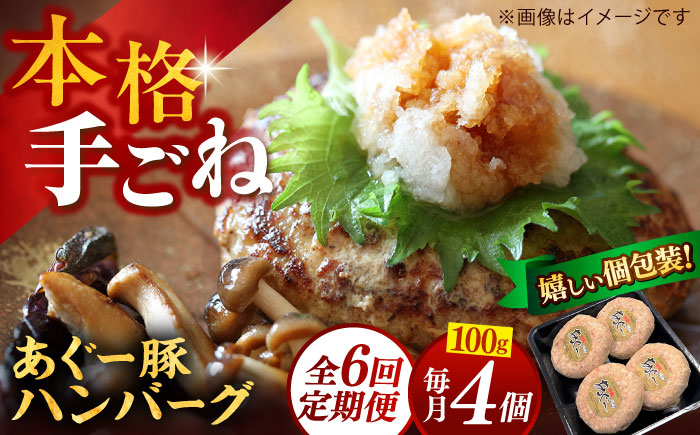 【全6回定期便】沖縄県産あぐー豚ハンバーグセット 400g (100g×4個) 豚 ハンバーグ 冷凍 ギフト お取り寄せ 沖縄市 / お肉屋本店 [BCAZ019]