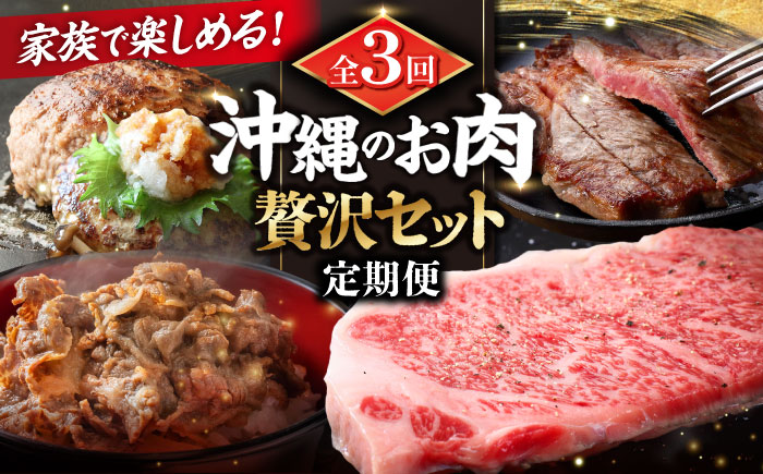 【全3回定期便】家族で満喫！沖縄のお肉贅沢セット【沖縄市】ハンバーグ あぐー 石垣牛 ステーキ 焼肉 冷凍 ギフト お取り寄せ 沖縄市 / お肉屋本店 / 肉のサブロー [BCZZ033]