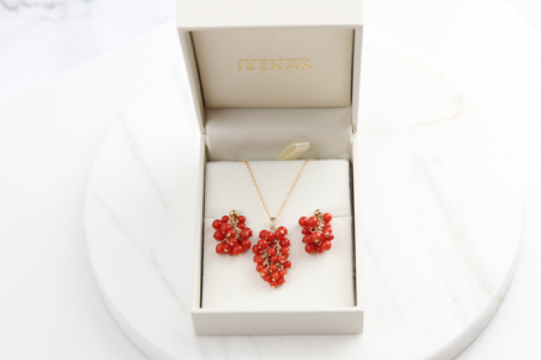 アクセサリー ピアス ネックレス 赤珊瑚 14KGFセット｜ピアス アクセサリー ペンダント ネックレス 赤サンゴ 赤珊瑚 14KGF セット ホワイトデー 贈り物 ギフト 沖縄 沖縄県 豊見城市(AT008)