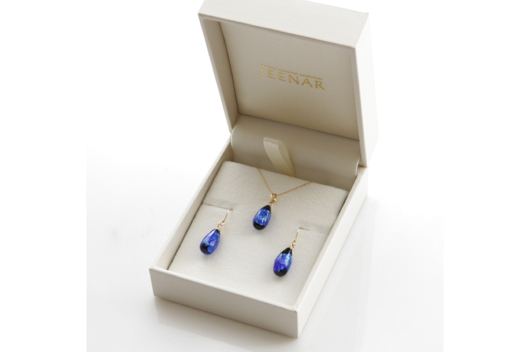 アクセサリー ピアス ペンダント しずくホタルガラス(小)K18セット｜ピアス アクセサリー ペンダント ネックレス ガラス K18 セット ホタルガラス ホワイトデー 贈り物 ギフト 沖縄 沖縄県 豊見城市(AT001)