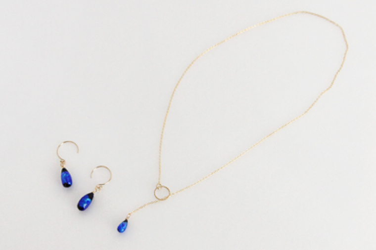 アクセサリー ピアス ラリエット しずくホタルガラス 14KGFセット｜ピアス アクセサリー ラリエット ガラス 14KGF セット ホタルガラス ホワイトデー 贈り物 ギフト 沖縄 沖縄県 豊見城市(AT006)