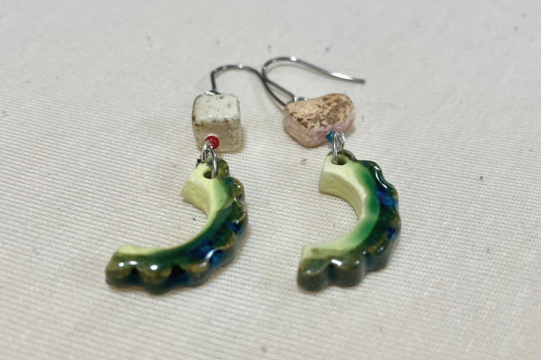 ゴーヤーのピアスorイヤリング 2連(ハーフ)｜ピアス イヤリング アクセサリー ゴーヤー セット 沖縄 沖縄県 豊見城市 送料無料(DD014)