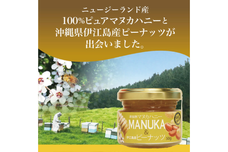 マヌカハニー＆沖縄県産ピーナツ 50g×2個｜はちみつ ハチミツ 蜂蜜 マヌカハニー ピーナッツ ビタミン お土産 ギフト プレゼント お祝い 人気 沖縄 沖縄県 豊見城市(DK003)