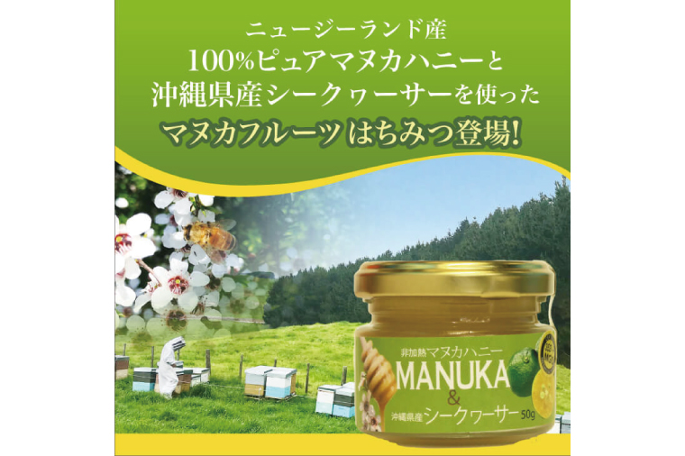 マヌカハニー＆沖縄県産シークワーサー 50g×2個｜はちみつ ハチミツ 蜂蜜 マヌカハニー シークワーサー ビタミン お土産 ギフト プレゼント お祝い 人気 沖縄 沖縄県 豊見城市(DK005)
