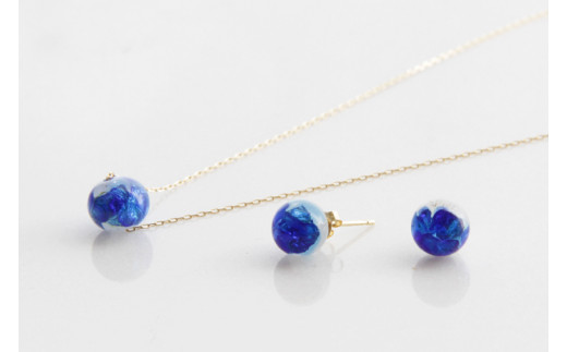 アクセサリー ピアス ペンダント ホワイトホタルガラス K18セット｜ピアス アクセサリー ペンダント ネックレス ガラス K18 セット ホワイト ホワイトホタルガラス ホワイトデー 贈り物 ギフト 沖縄 沖縄県 豊見城市(AT002)