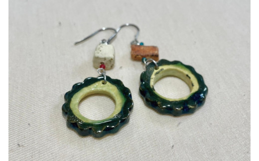 ゴーヤーのピアスorイヤリング 2連(丸)｜ピアス イヤリング アクセサリー ゴーヤー セット 沖縄 沖縄県 豊見城市 送料無料(DD013)