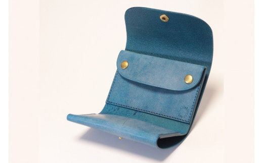 【しぜんのしるし】cometR コンパクトな三つ折り財布(ワックスブルー)牛革・日本製(BR007-1)