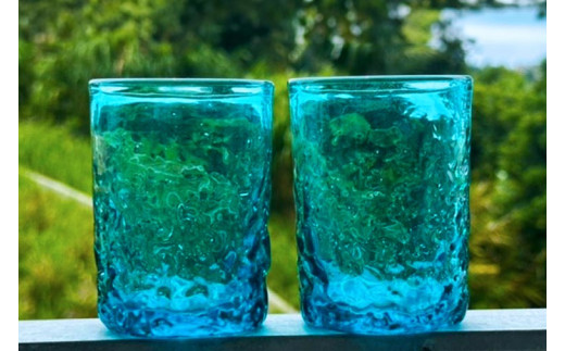 CG003-1　耐熱琉球ガラス凸凹（デコボコ）グラスペアセット