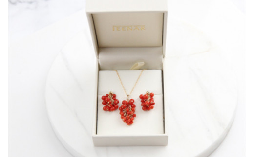 アクセサリー ピアス ネックレス 赤珊瑚 14KGFセット｜ピアス アクセサリー ペンダント ネックレス 赤サンゴ 赤珊瑚 14KGF セット ホワイトデー 贈り物 ギフト 沖縄 沖縄県 豊見城市(AT008)