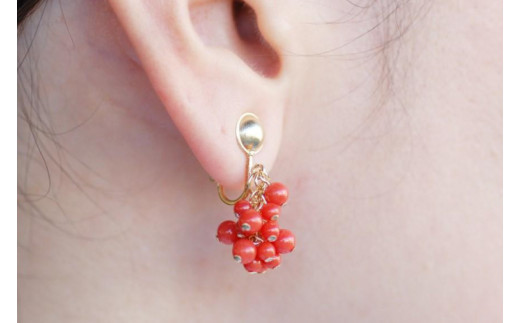 アクセサリー イヤリング ネックレス 赤珊瑚 14KGFセット｜イヤリング アクセサリー ペンダント ネックレス 赤サンゴ 赤珊瑚 14KGF セット ホワイトデー 贈り物 ギフト 沖縄 沖縄県 豊見城市(AT009)