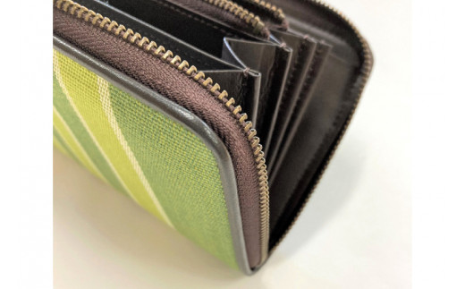 AI037　ウージ染めラウンドファスナー束入れ長財布