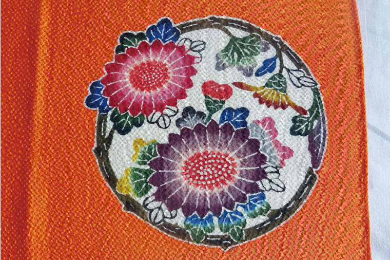 紅型小風呂敷(菊)｜風呂敷 手染め 雑貨 染物 オリジナル 沖縄県 豊見城市(CZ012)