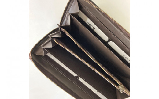 AI037　ウージ染めラウンドファスナー束入れ長財布