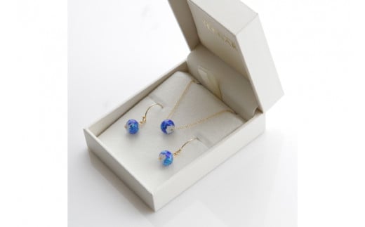 アクセサリー ピアス ペンダント ホワイトホタルガラス 14KGFセット｜ピアス アクセサリー ペンダント ネックレス ガラス 14KGF セット ホワイト ホワイトホタルガラス ホワイトデー 贈り物 ギフト 沖縄 沖縄県 豊見城市(AT004)