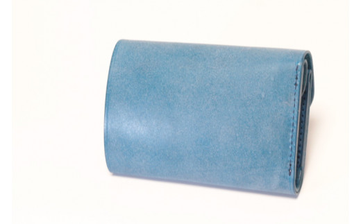 【しぜんのしるし】cometR コンパクトな三つ折り財布(ワックスブルー)牛革・日本製(BR007-1)