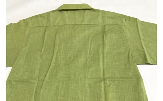 AI044　ウージ染めメンズカジュアルシャツ（綿アロハ半袖-LLサイズ）