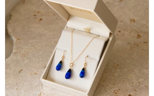 アクセサリー ピアス ペンダント しずくホタルガラス(小)K18セット｜ピアス アクセサリー ペンダント ネックレス ガラス K18 セット ホタルガラス ホワイトデー 贈り物 ギフト 沖縄 沖縄県 豊見城市(AT001)