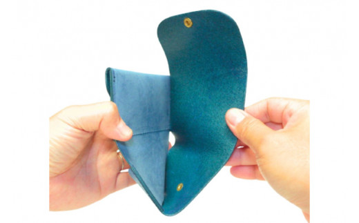 【しぜんのしるし】cometR コンパクトな三つ折り財布(ワックスブルー)牛革・日本製(BR007-1)