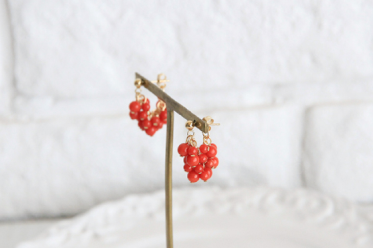 アクセサリー ピアス ネックレス 赤珊瑚 14KGFセット｜ピアス アクセサリー ペンダント ネックレス 赤サンゴ 赤珊瑚 14KGF セット ホワイトデー 贈り物 ギフト 沖縄 沖縄県 豊見城市(AT008)